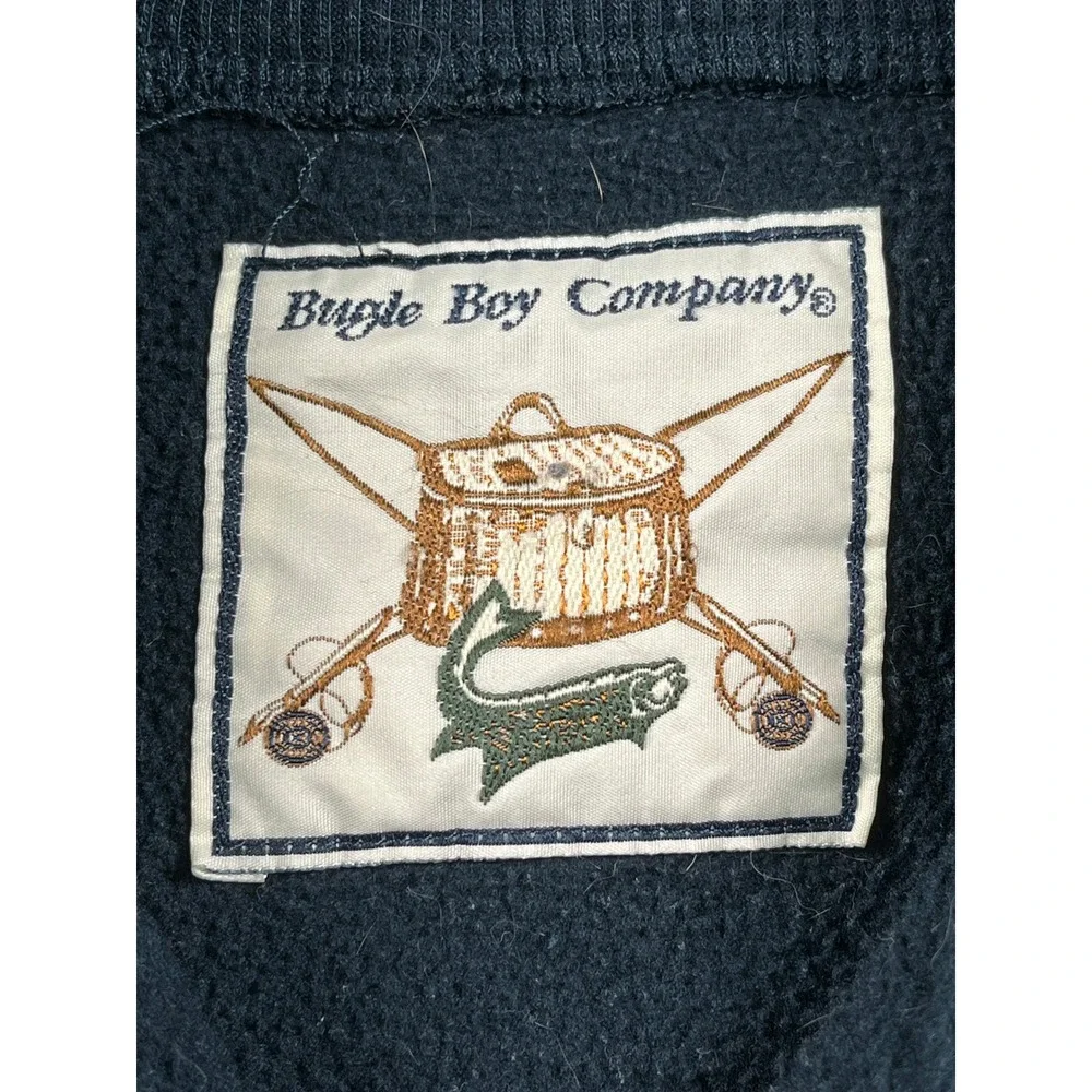 Bugle Boy Fleece Pullover Mens XL Teal Excellent Vintage 1/4 Zip Crest Logo
